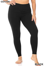 Load image into Gallery viewer, Black Cotton Leggings - Plus Size
