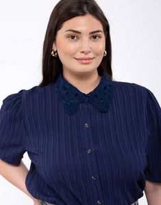 Lace Collared Top - Plus Size
